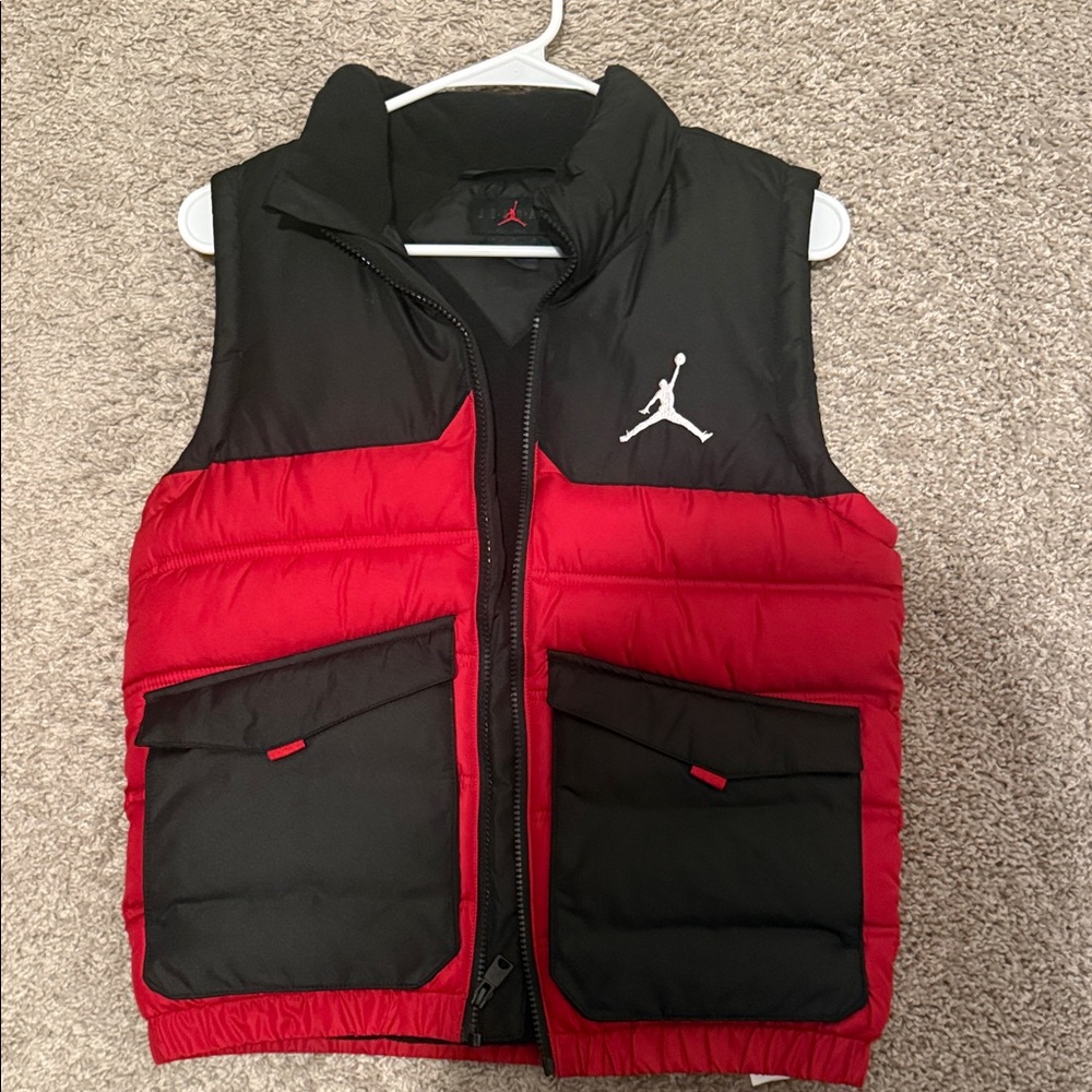 Jordan Black and Red Puffer Vest